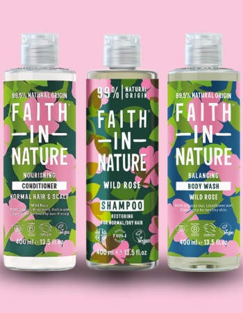 Faith in Nature Gift Set - Άγριο Τριαντάφυλλο (Shampoo, Conditioner & Body Wash)