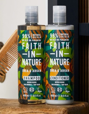 Σαμπουάν Βούτυρο Καριτέ & Έλαιο Argan -Για Σγουρά & Ξηρά Μαλλιά (400ml) Faith in Nature