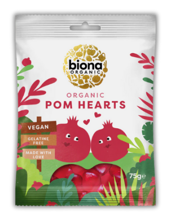 Vegan Ζελεδάκια Φρούτων Pom Hearts - ΧΓΛ (75γρ) Biona