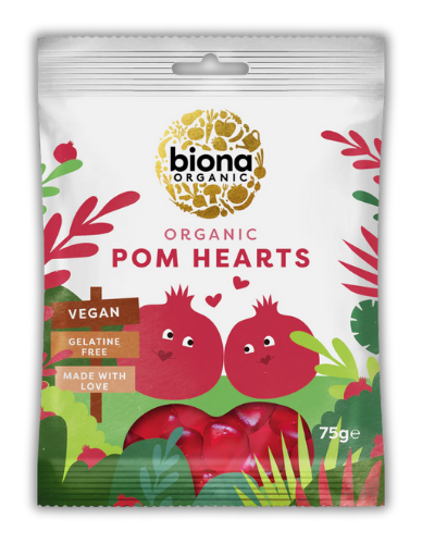 Vegan Ζελεδάκια Φρούτων Pom Hearts - ΧΓΛ (75γρ) Biona