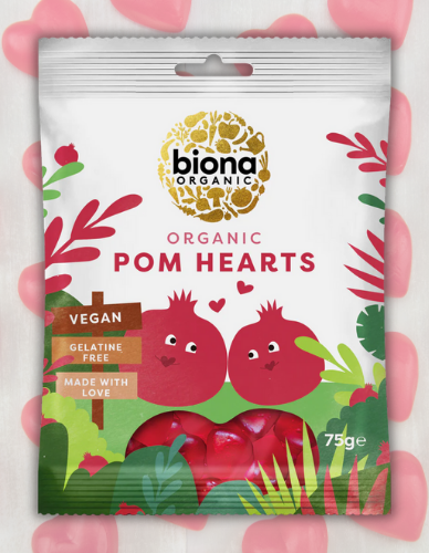 Vegan Ζελεδάκια Φρούτων Pom Hearts - ΧΓΛ (75γρ) Biona