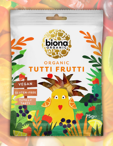 Vegan Ζελεδάκια Φρούτων Tutti Frutti - ΧΓΛ (75γρ) Biona