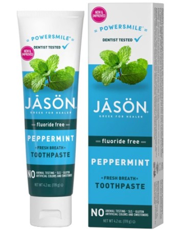Οδοντόκρεμα Χωρίς Φθόριο 'PowerSmile' Mέντα - Χωρίς Γλουτένη (119γρ) Jason