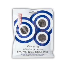 Κρακεράκια Καστανού Ρυζιού με Μαύρο Σουσάμι & Tamari (40gr) Clearspring 