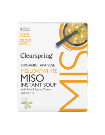Βιολογική Miso Σούπα Στιγμής Λευκή με Τόφου 'Mellow White' (4 μερίδες) Clearspring 