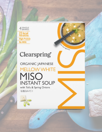 Βιολογική Miso Σούπα Στιγμής Λευκή με Τόφου 'Mellow White' (4 μερίδες) Clearspring 