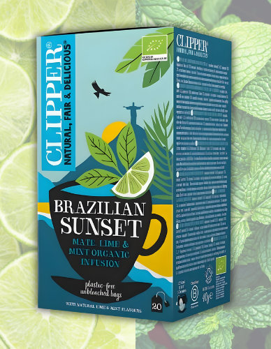 Πράσινο Τσάι με Μάτε, Λάιμ & Μέντα 'Brazilian Sunset' (40g) Clipper