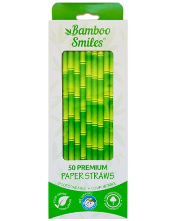 Καλαμάκια 100% Βιοαδιασπώμενα  (50τμχ) Bamboo Smiles