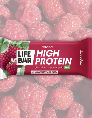 Vegan Μπάρα Πρωτεΐνης 'Σμέουρο' Χ/ΓΛ Χ/ΖΑΧ (40γρ) Lifefood