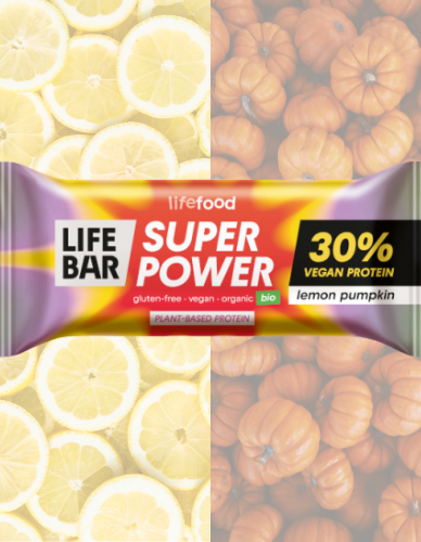Vegan Super Power Μπάρα Λεμόνι-Κολοκυθόσπορος XΓΛ (40γρ) Lifefood