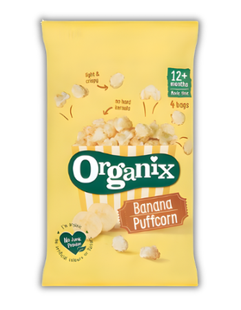 Πολυσυσκευασία Σνακ Καλαμποκιού Puffcorn με Μπανάνα +12μ (4x10gr) Organix