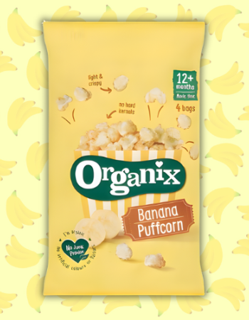 Πολυσυσκευασία Σνακ Καλαμποκιού Puffcorn με Μπανάνα +12μ (4x10gr) Organix