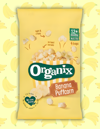 Πολυσυσκευασία Σνακ Καλαμποκιού Puffcorn με Μπανάνα +12μ (4x10gr) Organix