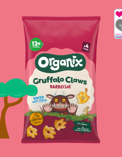 Πολυσυσκευασία Σνακ Πατουσίτσες 'Barbeque Gruffalo' +12μ (4x15γρ) Organix
