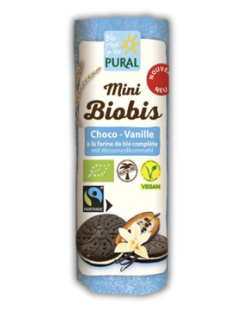 Mini Biobis Μπισκότα Κακάο με Κρέμα Βανίλιας (85γρ) Pural