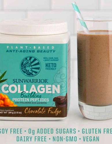 Vegan Πρωτεΐνη με Κολλαγόνο & Υαλουρονικό Οξύ 'Collagen Building Peptides' - Σοκολάτα (500γρ) Sunwarrior