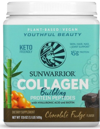 Vegan Πρωτεΐνη με Κολλαγόνο & Υαλουρονικό Οξύ 'Collagen Building Peptides' - Σοκολάτα (500γρ) Sunwarrior