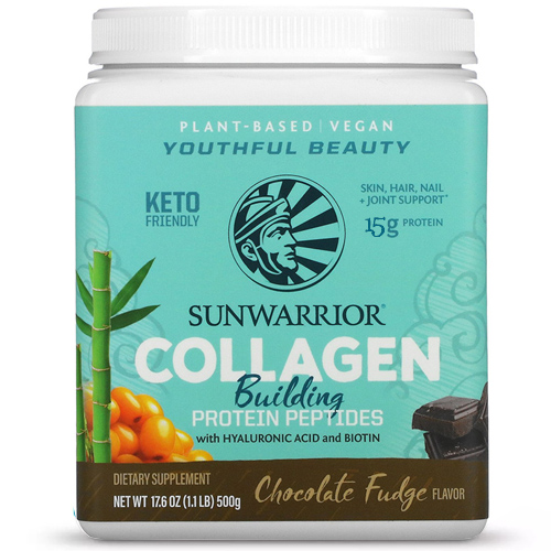 Vegan Πρωτεΐνη με Κολλαγόνο & Υαλουρονικό Οξύ 'Collagen Building Peptides' - Σοκολάτα (500γρ) Sunwarrior