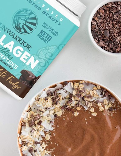 Vegan Πρωτεΐνη με Κολλαγόνο & Υαλουρονικό Οξύ 'Collagen Building Peptides' - Σοκολάτα (500γρ) Sunwarrior