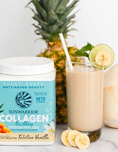 Vegan Πρωτεΐνη με Κολλαγόνο & Υαλουρονικό Οξύ 'Collagen Building Peptides' Βανίλια (500γρ) Sunwarrior