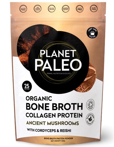 Βιολογικός Ζωμός Οστών 'Bone Broth' με Θεραπευτικά Μανιτάρια (225γρ) Planet Paleo