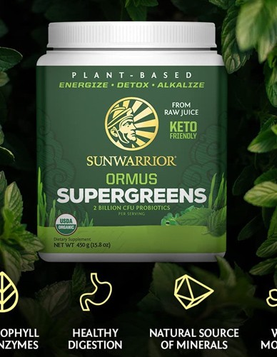 Πράσινες Υπερτροφές & Χυμοί 'Ormus Supergreens' με 2 Δις Προβιοτικά (225γρ) Sunwarrior
