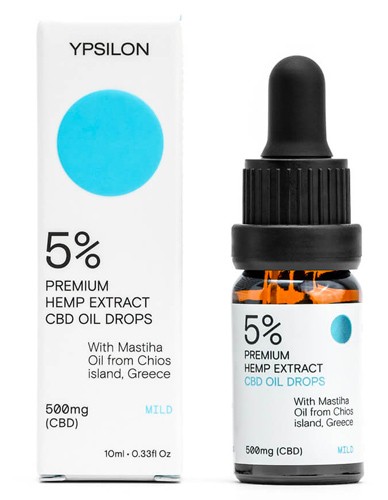 Έλαιο Κάνναβης CBD 5% (500mg) με Μαστιχέλαιο Χίου 'MILD' (10ml) YPSILON