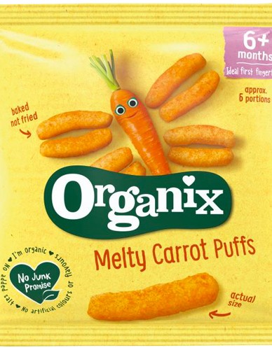 Μαλακά Μπαστουνάκια Καρότου 'Melty Carrot Puffs' +6μ (20γρ) Organix