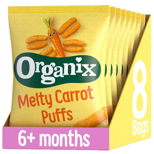 Μαλακά Μπαστουνάκια Καρότου 'Melty Carrot Puffs' +6μ (8x20γρ) Organix