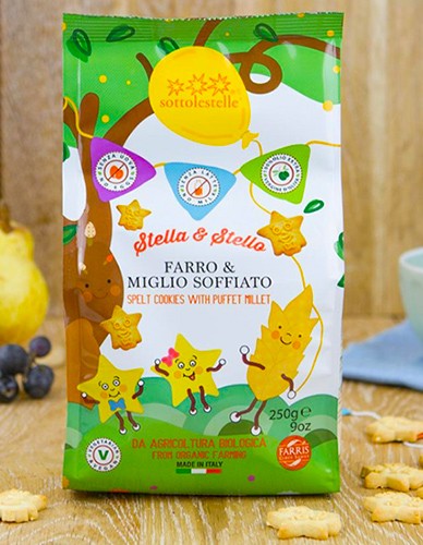 Vegan Μπισκότα Αστεράκια με Σπελτ & Κεχρί 'Stella & Stello' - Χωρίς Ζάχαρη (250γρ) Sottolestelle