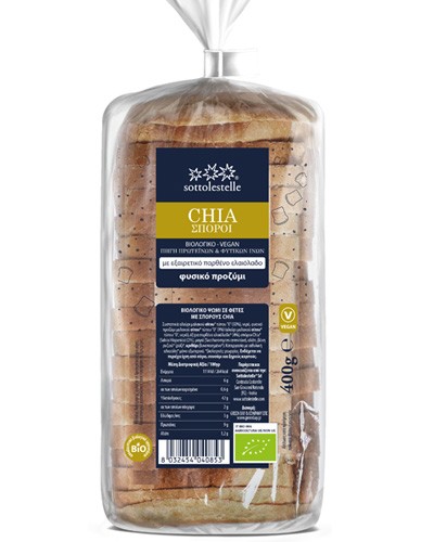Ψωμί για Τόστ με Σιτάρι & Σπόρους Chia (400γρ) Sottolestelle