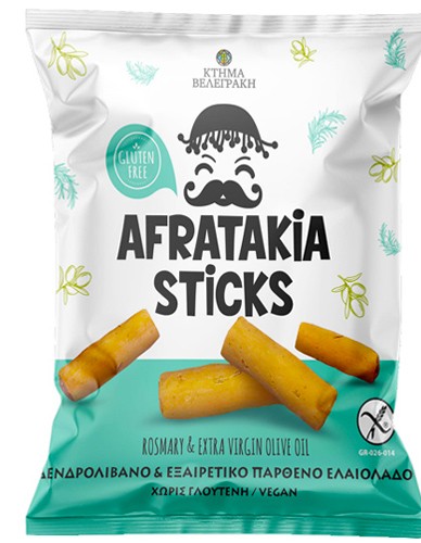 Κριτσινάκια 'Afratakia' με Δενδρολίβανο  - Χωρίς Γλουτένη (80γρ) Κτήμα Βελεγράκη