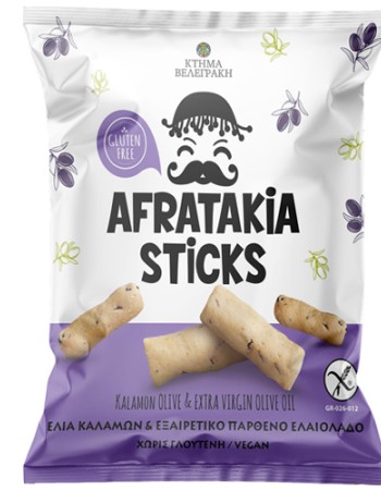 Κριτσινάκια 'Afratakia' με Ελιές Καλαμών  - Χωρίς Γλουτένη (80γρ) Κτήμα Βελεγράκη