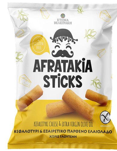 Κριτσινάκια 'Afratakia' με Κεφαλοτύρι - Χωρίς Γλουτένη (80γρ) Κτήμα Βελεγράκη
