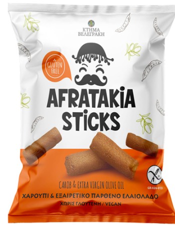Κριτσινάκια 'Afratakia' με Χαρούπι - Χωρίς Γλουτένη (80γρ) Κτήμα Βελεγράκη