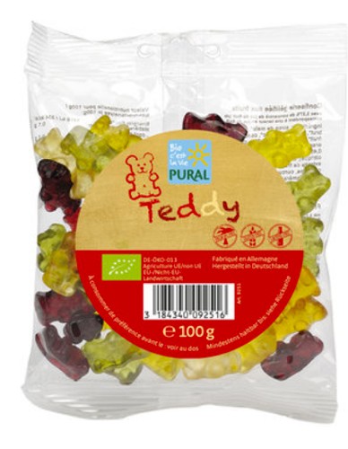 Ζελεδάκια Φρούτων 'Teddy'-  Χωρίς Γλουτένη (100γρ) Pural
