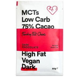 Keto Μαύρη Σοκολάτα 75% με MCTs - Χωρίς Γλουτένη/Ζάχαρη (50γρ) Funky Fat Choc