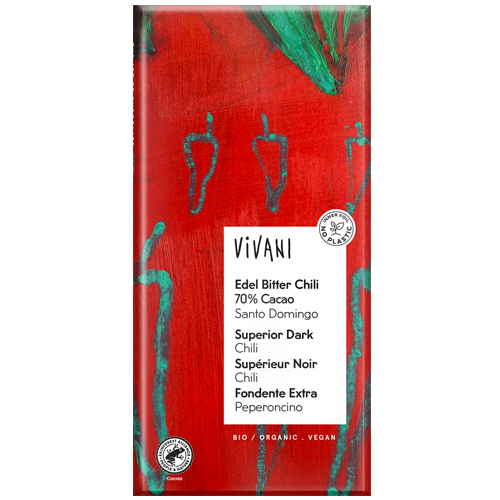 Σοκολάτα Μαύρη 70% με Τσίλι (100γρ) Vivani