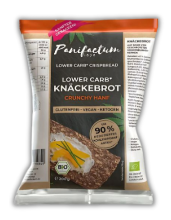 Low-Carb Κράκερς με 'Σπόρους Κάνναβης' - Χωρίς Γλουτένη (200γρ) Panifactum