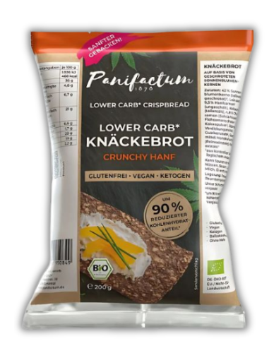 Low-Carb Κράκερς με 'Σπόρους Κάνναβης' - Χωρίς Γλουτένη (200γρ) Panifactum
