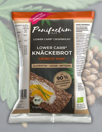 Low-Carb Κράκερς με 'Σπόρους Κάνναβης' - Χωρίς Γλουτένη (200γρ) Panifactum