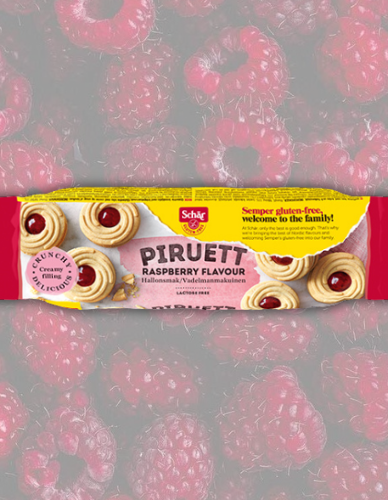 Μπισκότα "Piruett" με γέμιση Σμέουρο ΧΓΛ (110γρ) Schar