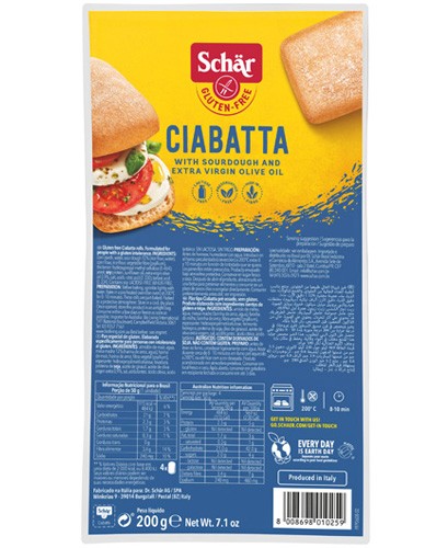 Ψωμάκια Τσιαπάτα 'Ciabatta' Λευκά Χωρίς Γλουτένη/Λακτόζη (200γρ) Schar