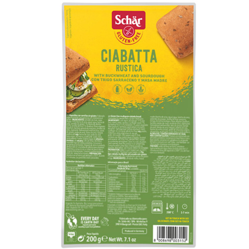 Ψωμάκια Τσιαπάτα με Φαγόπυρο 'Ciabatta Rustica' Χωρίς Γλουτένη/Λακτόζη (200γρ) Schar