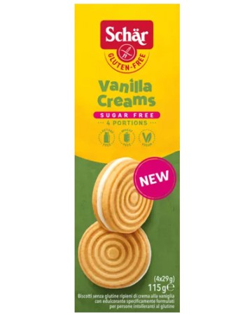Μπισκότα με Βανίλια 'Vanilla Creams' Χωρίς Ζάχαρη/Γλουτένη (115γρ) Schar