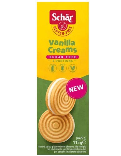 Μπισκότα με Βανίλια 'Vanilla Creams' Χωρίς Ζάχαρη/Γλουτένη (115γρ) Schar