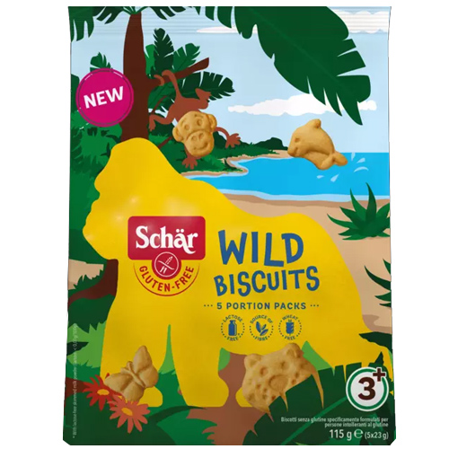 Παιδικά Μπισκότα Χωρίς Γλουτένη 'Wild Biscuits' (5x23γρ) Schar