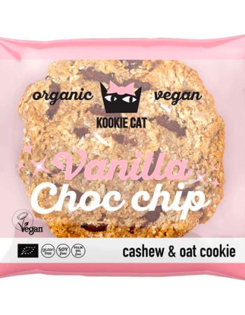 Vegan Μπισκότο Βρώμης-Κάσιους με Βανίλια & Κομματάκια Σοκολάτας ΧΓΛ (50γρ) Kookie Cat
