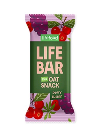 Vegan Μπάρα Βρώμης Μούρα 'Fusion Berry' Lifebar - Χωρίς Γλουτένη (40γρ) Lifefood