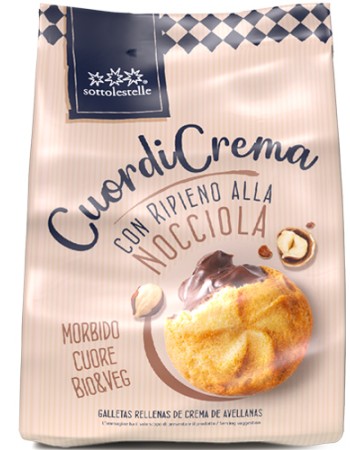 Vegan Μπισκότα με Γέμιση Κρέμας Φουντουκιού 'Cuordi Crema' (200γρ) Sottolestelle